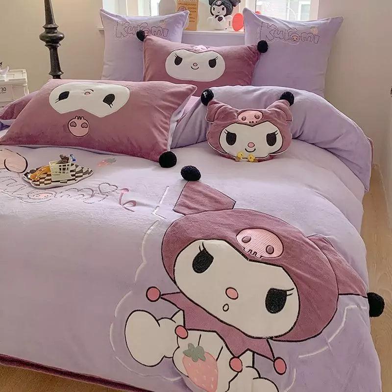 Sanrio Milk Fleece Soft Thickened Winter Warm Bedding Sheet