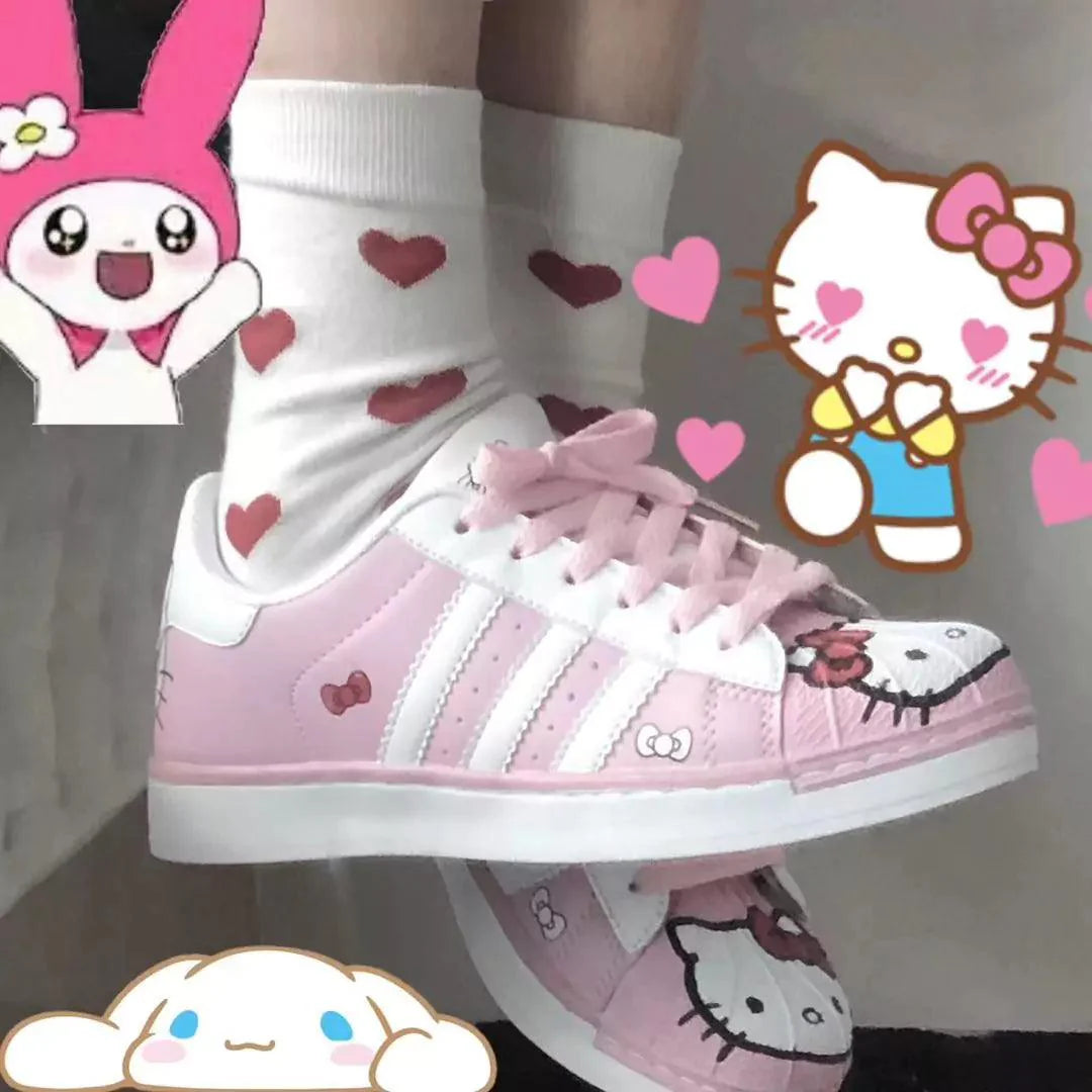 Cinnamoroll & Hello Kitty Kawaii Face Sneakers - Blind Box Mall