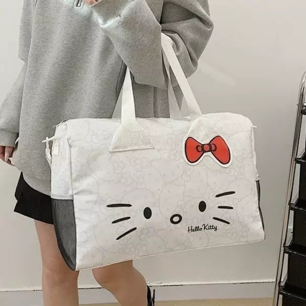 Hello Kitty Signature Face Duffle Bag | Gym Bag | Travel Companion - Blind Box Mall