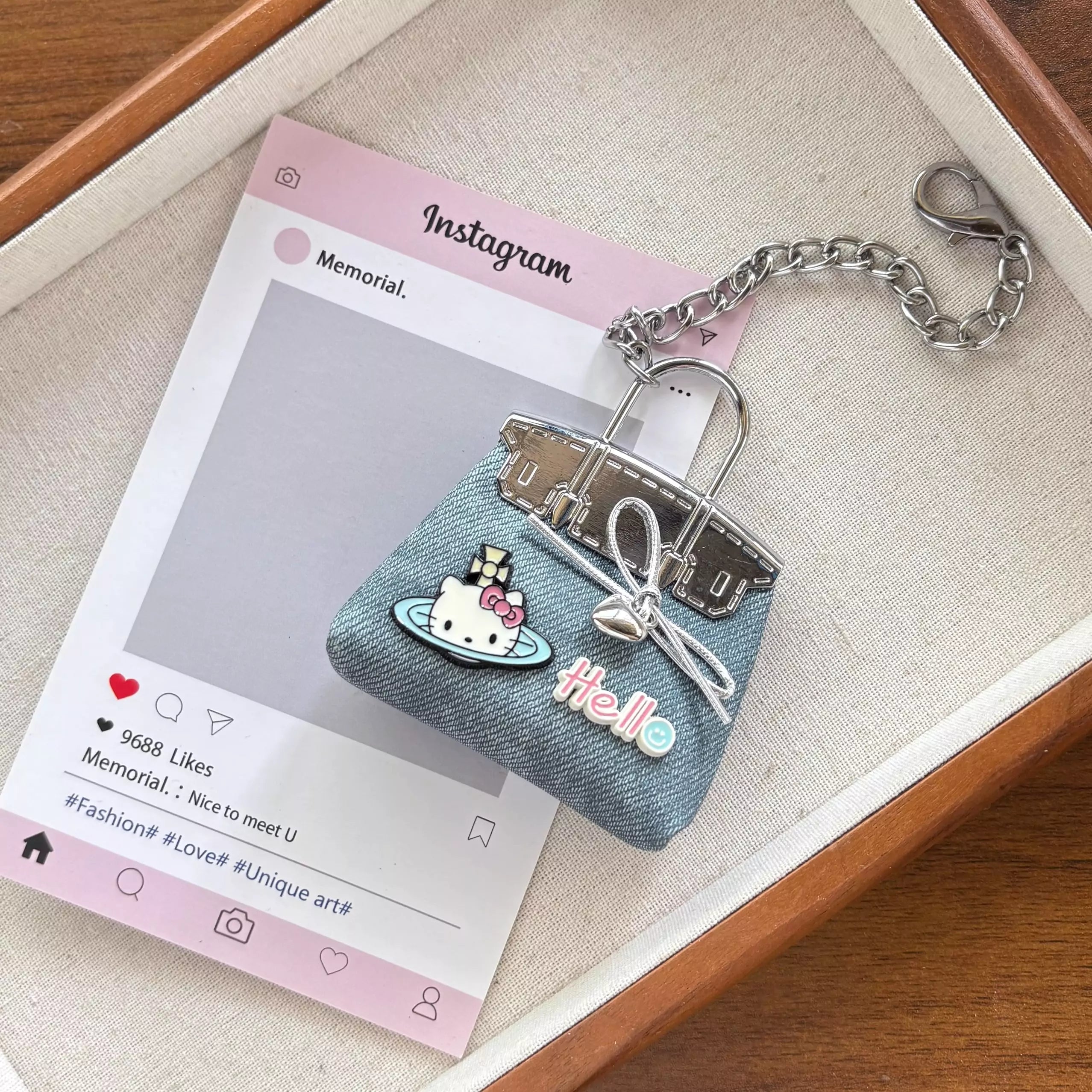 Hello Kitty Handmade Denim Saturn Bag Charms - Blind Box Mall