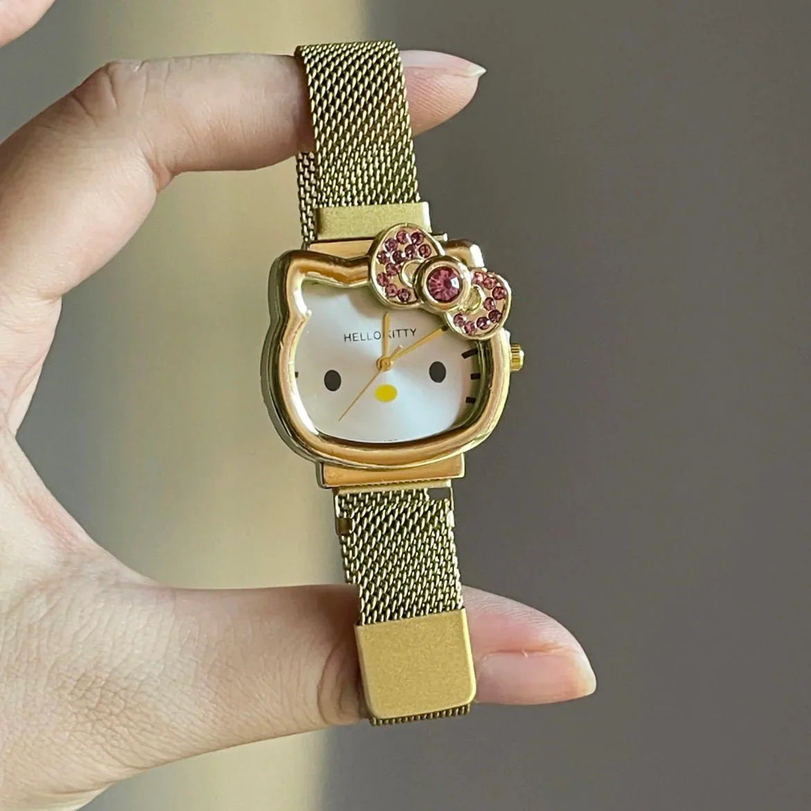 Hello Kitty Rhinestone Bow Golden Hour Watch - Blind Box Mall