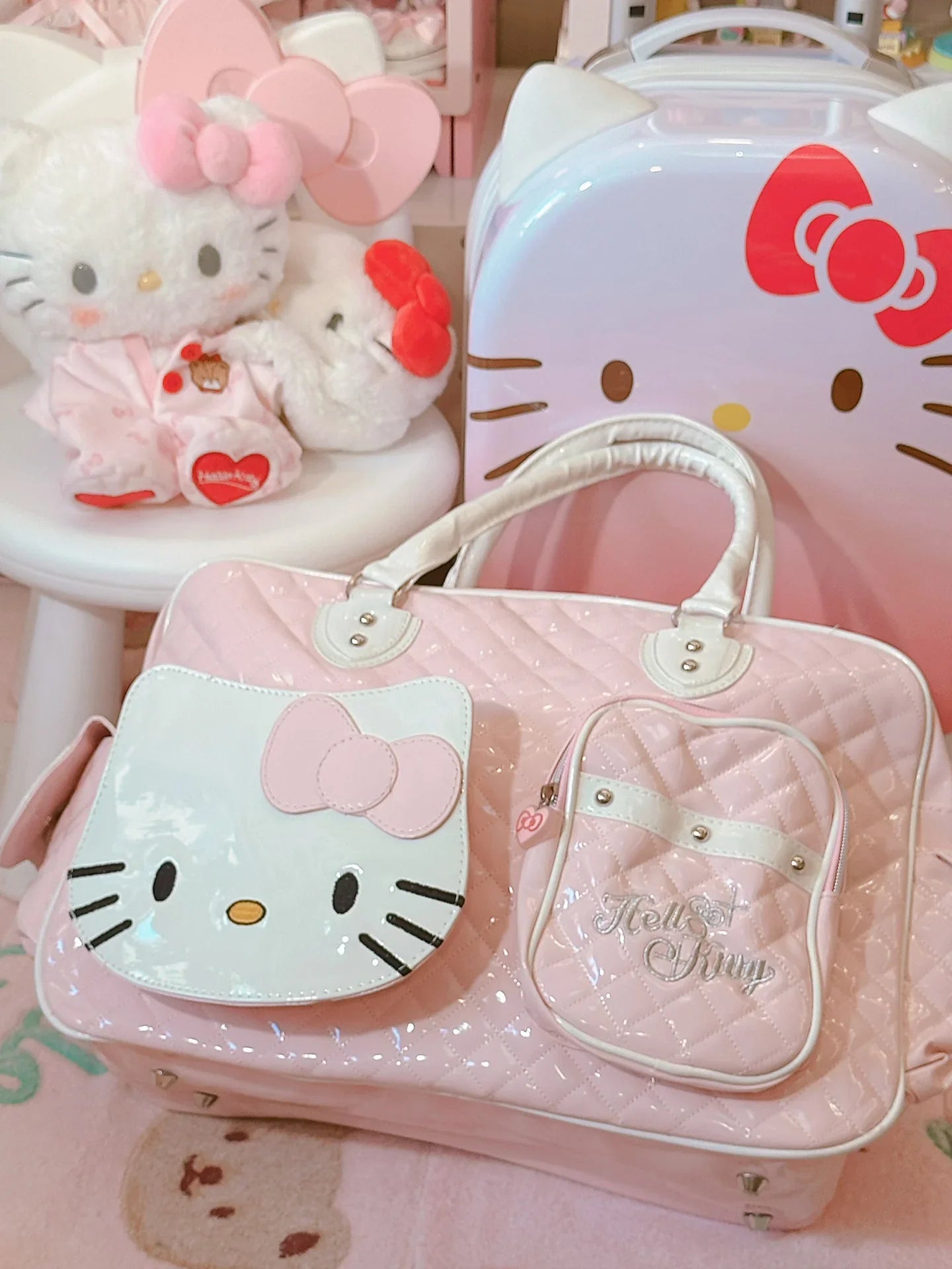 HelloKitty Cute PU Weekender Duffel Bag - Blind Box Mall