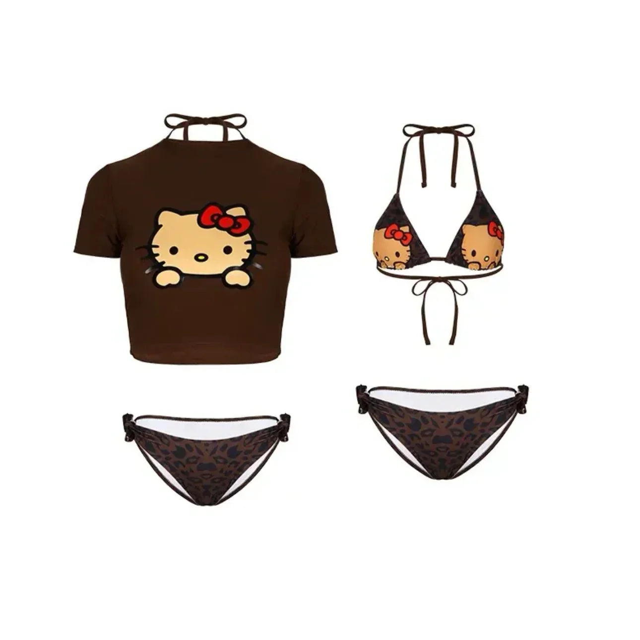Hello Kitty Women’s Chic Halter String Bikini Set(3 piece)