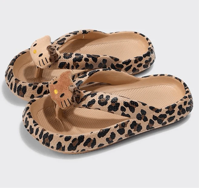 HelloKitty Leopard Chunky Thongs - Blind Box Mall