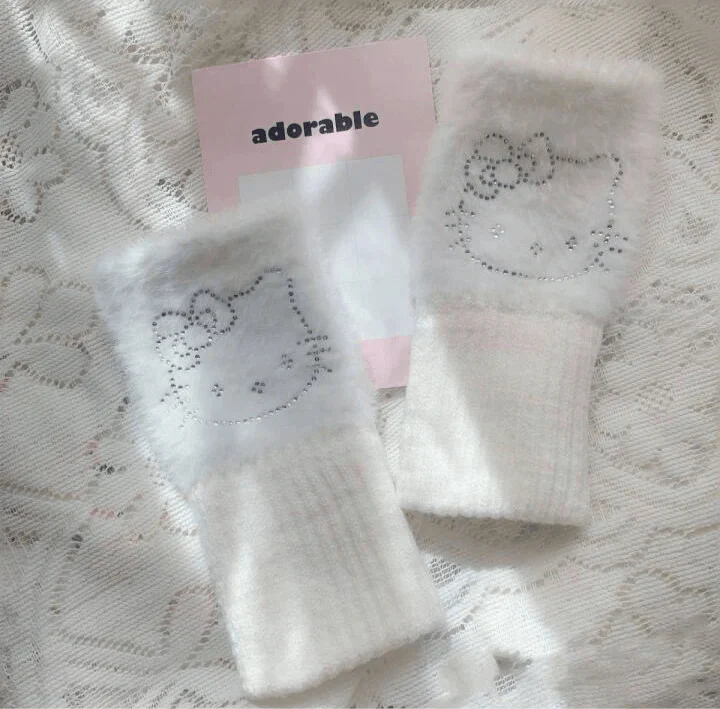 Shine Kitty Fingerless Gloves - Blind Box Mall