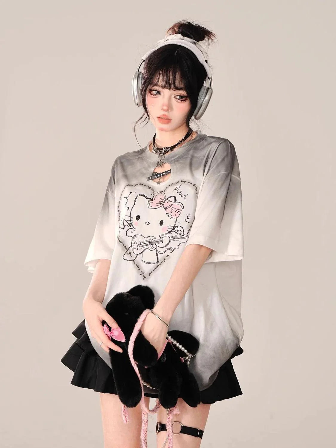 Hello Kitty Ombre Hollow Neckline Shirt - Blind Box Mall