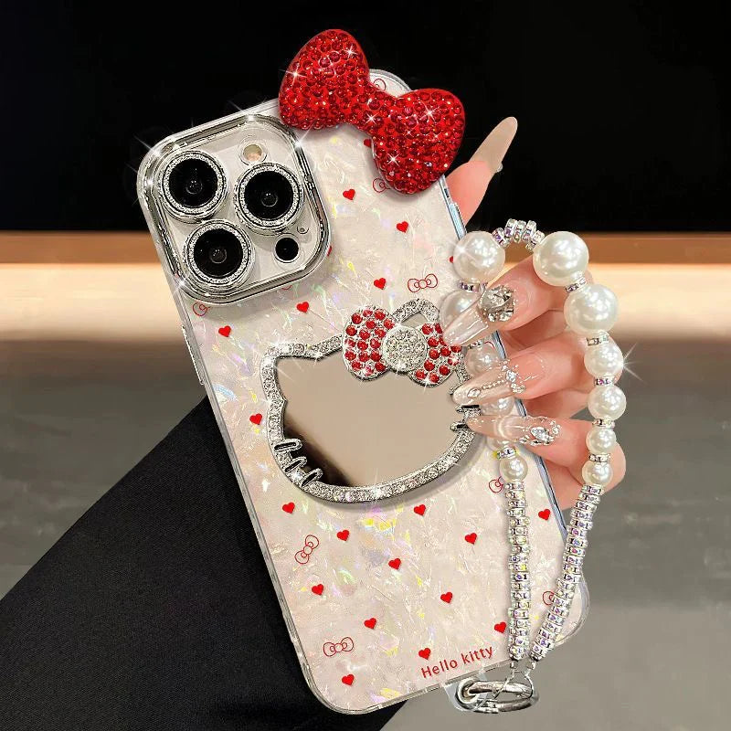 Hello Kitty Majestic Bow Vanity Stand Cover & Bracelet Phone Case - Blind Box Mall