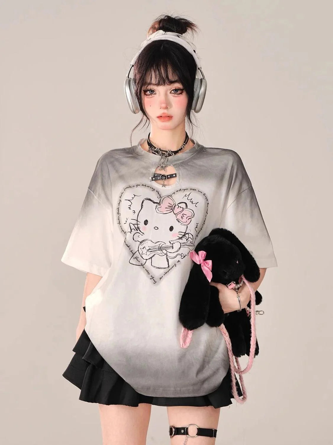 Hello Kitty Ombre Hollow Neckline Shirt - Blind Box Mall