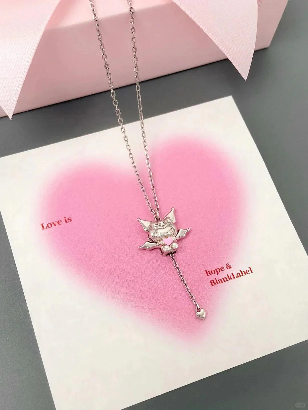 Angel Hello Kitty and Devil Kuromi Heart Necklace - Blind Box Mall