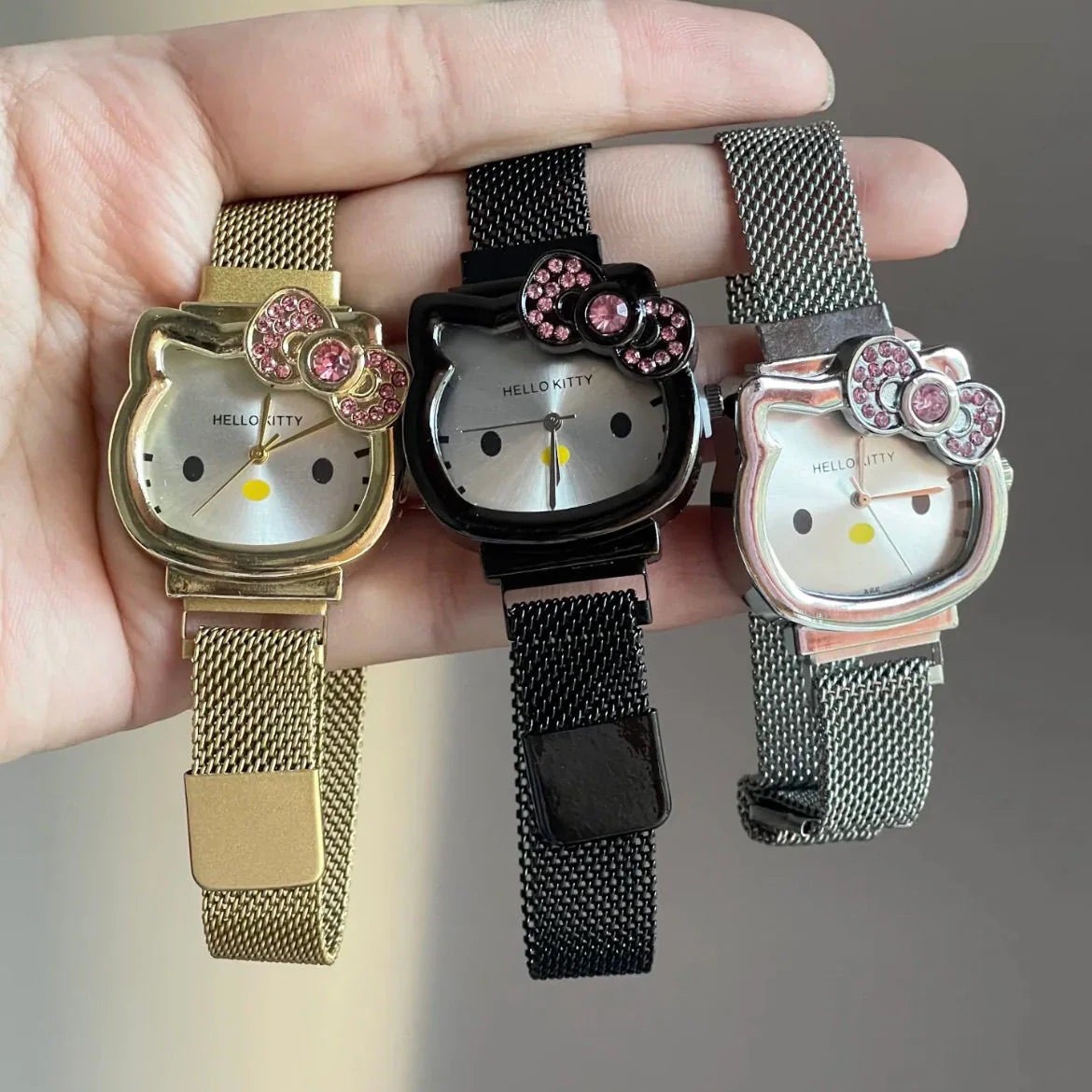 Hello Kitty Rhinestone Bow Golden Hour Watch - Blind Box Mall