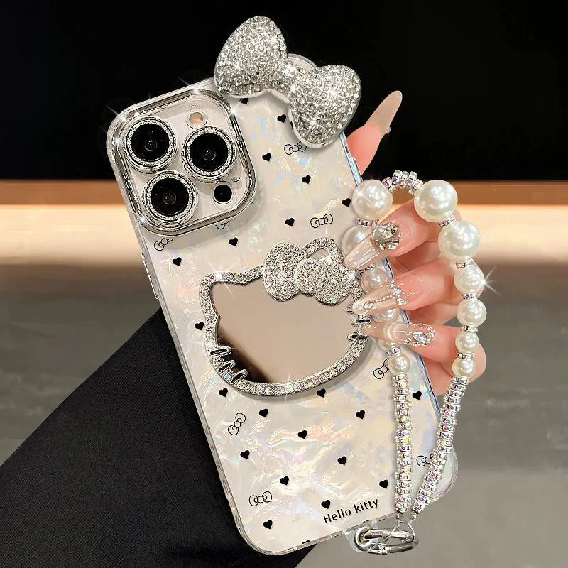 Hello Kitty Majestic Bow Vanity Stand Cover & Bracelet Phone Case - Blind Box Mall