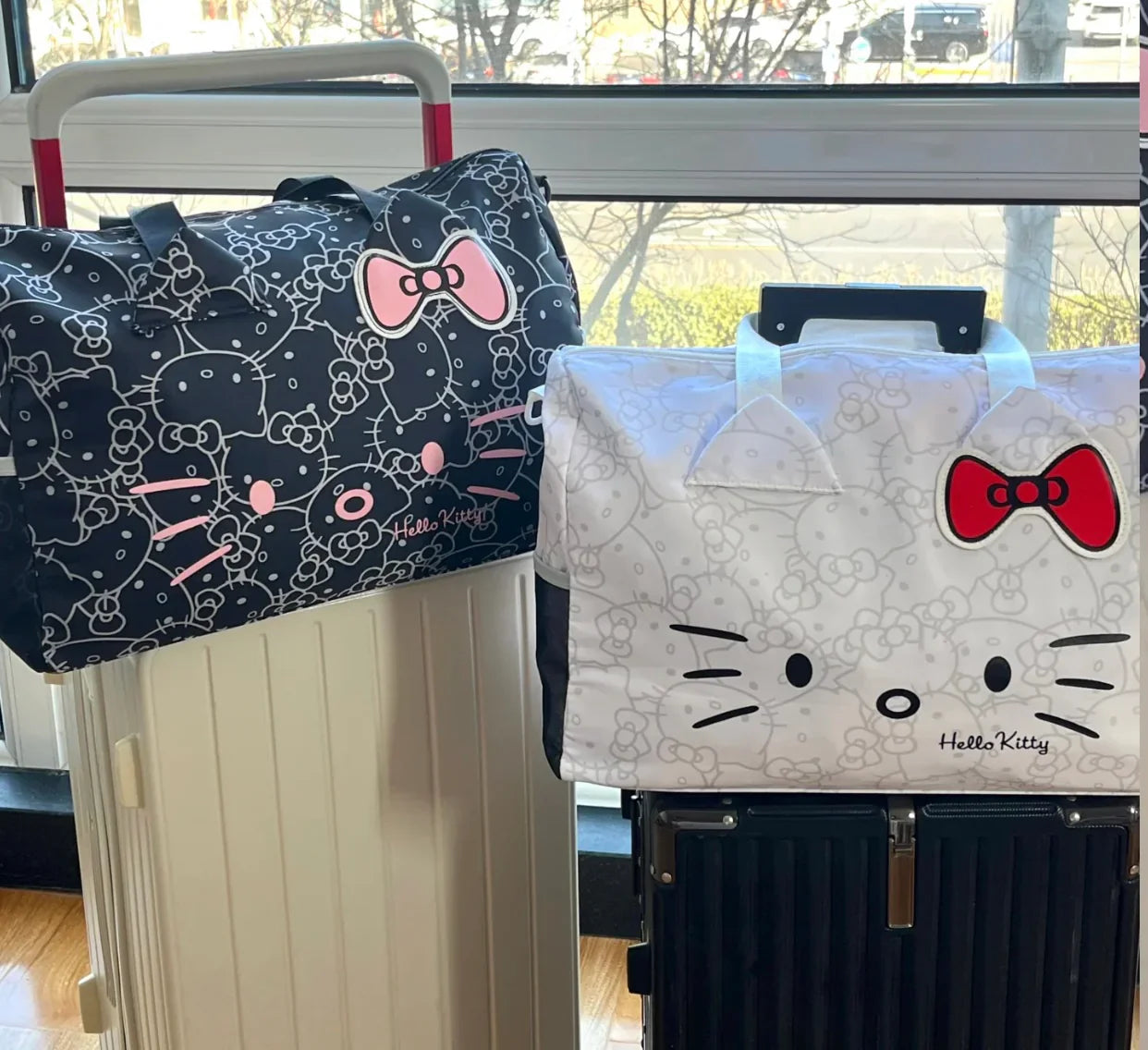 Hello Kitty Signature Face Duffle Bag | Gym Bag | Travel Companion - Blind Box Mall