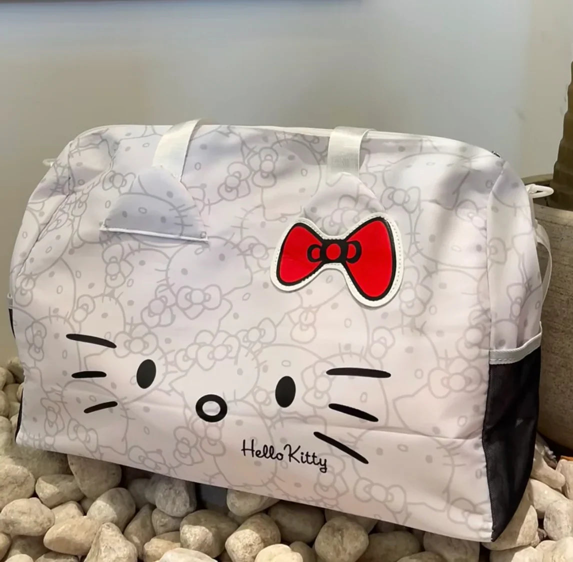 Hello Kitty Signature Face Duffle Bag | Gym Bag | Travel Companion - Blind Box Mall