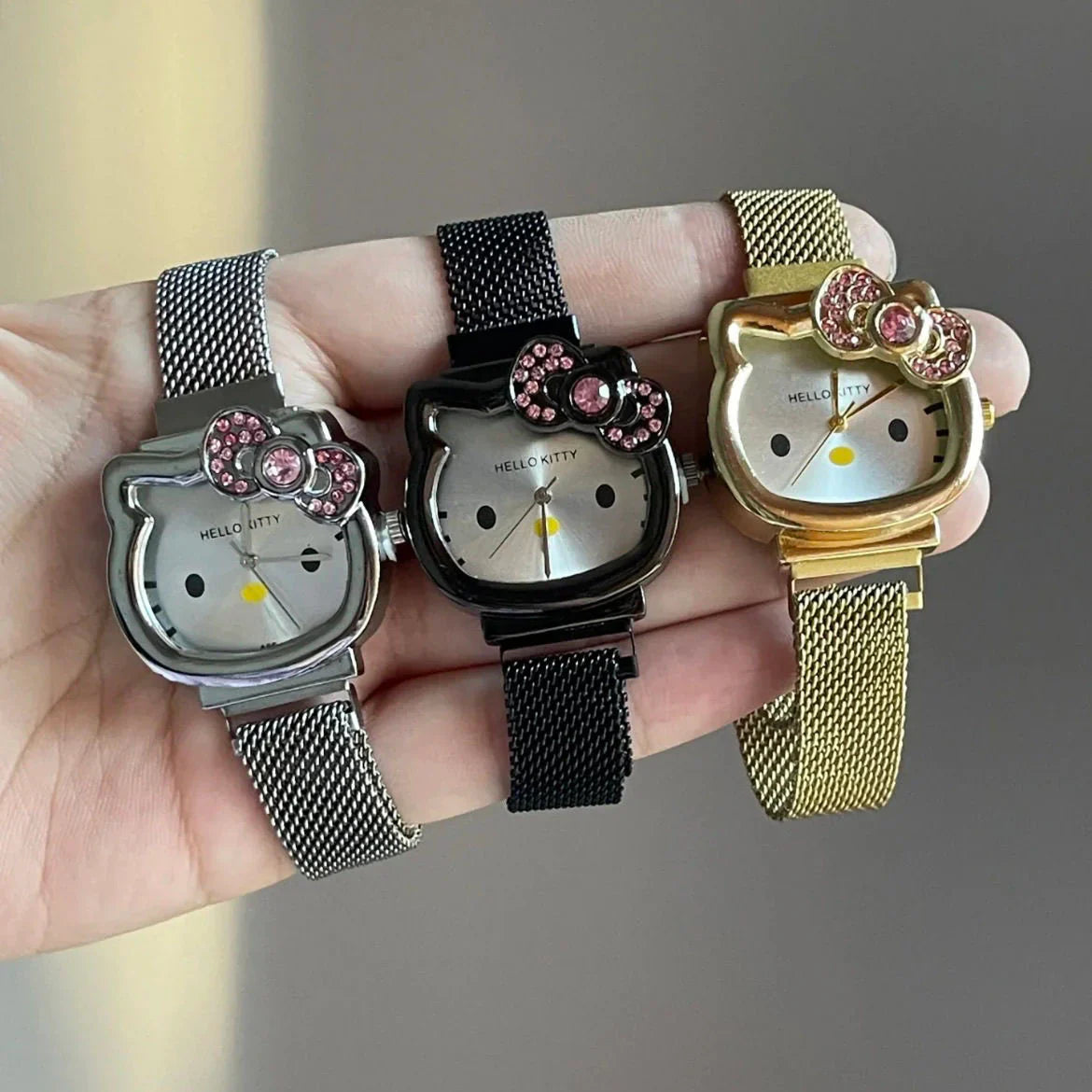 Hello Kitty Rhinestone Bow Golden Hour Watch - Blind Box Mall