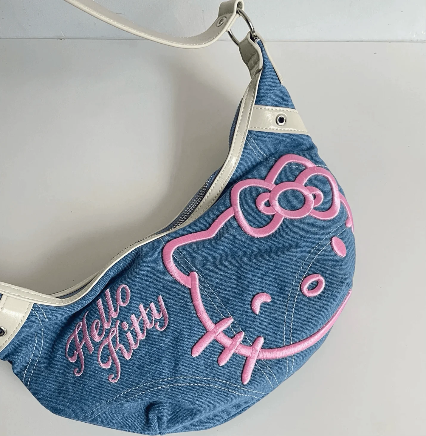HelloKitty Jeans Embroidery Travel Bag - Blind Box Mall