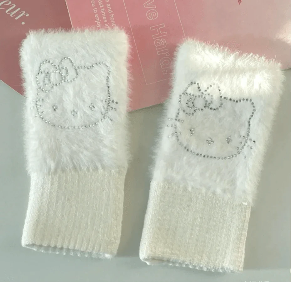 Shine Kitty Fingerless Gloves - Blind Box Mall