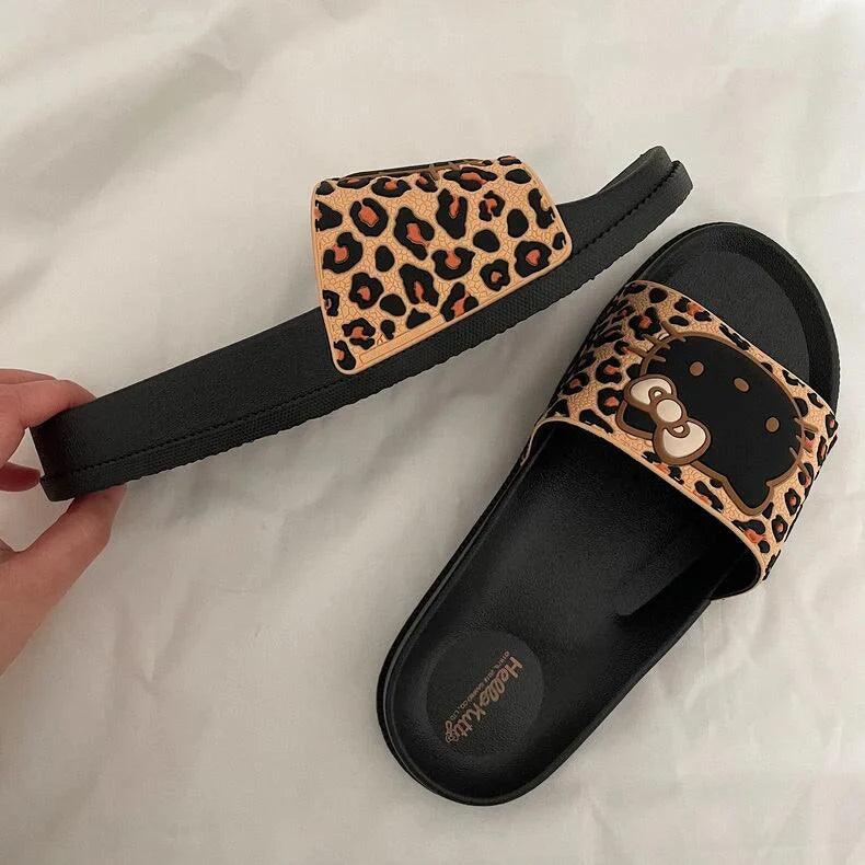 Hello Kitty Leopard Print Slippers - Blind Box Mall