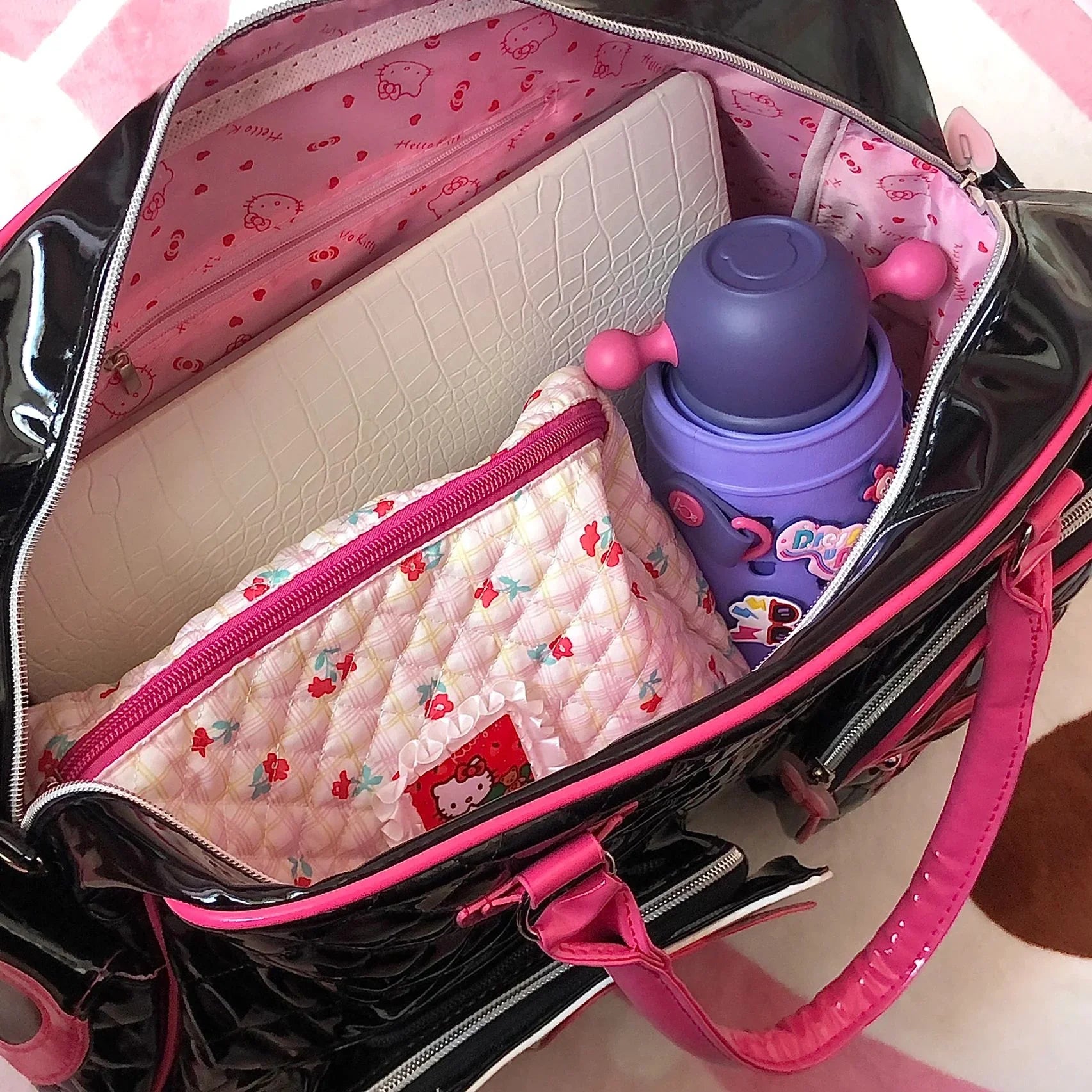 HelloKitty Cute PU Weekender Duffel Bag - Blind Box Mall