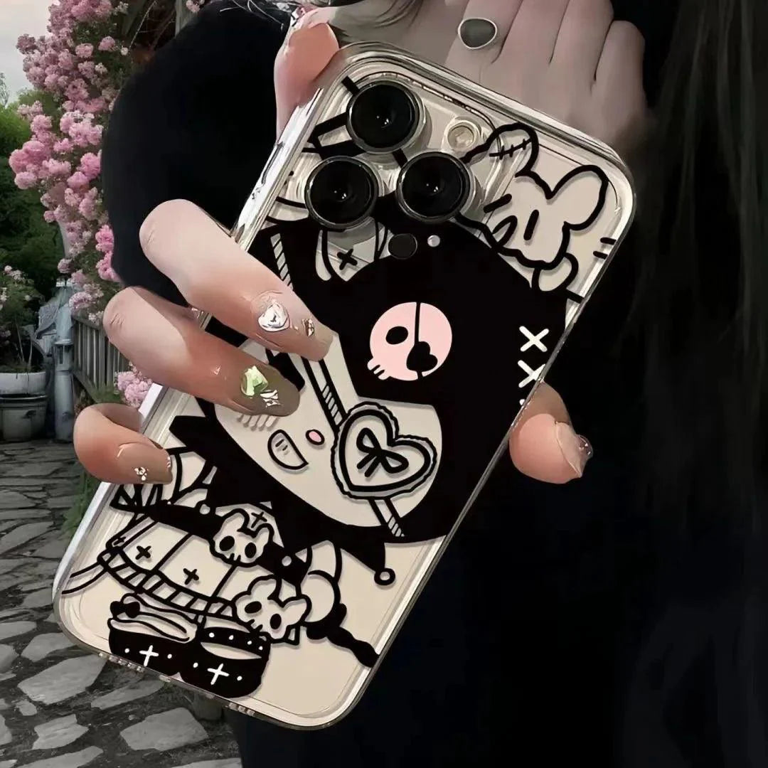 Hello Kitty / Kuromi Dark Angel Transparent Phone Case - Blind Box Mall