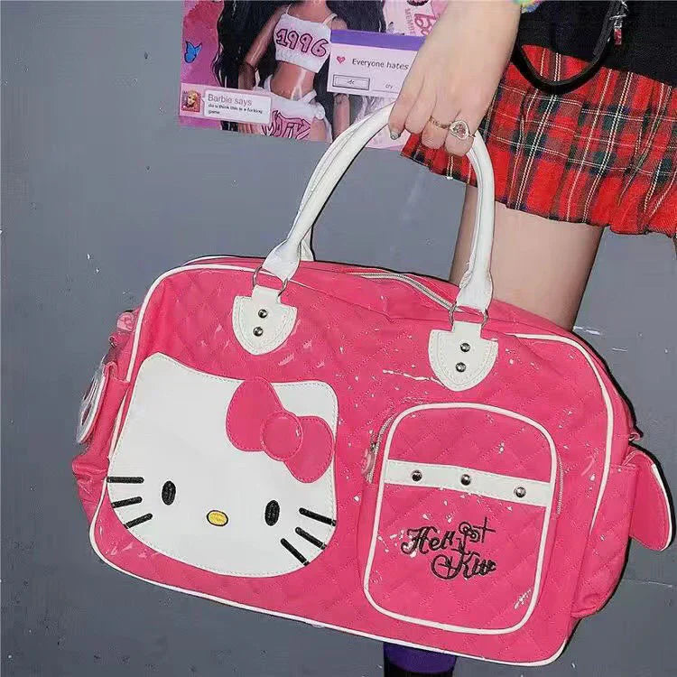 HelloKitty Cute PU Weekender Duffel Bag - Blind Box Mall