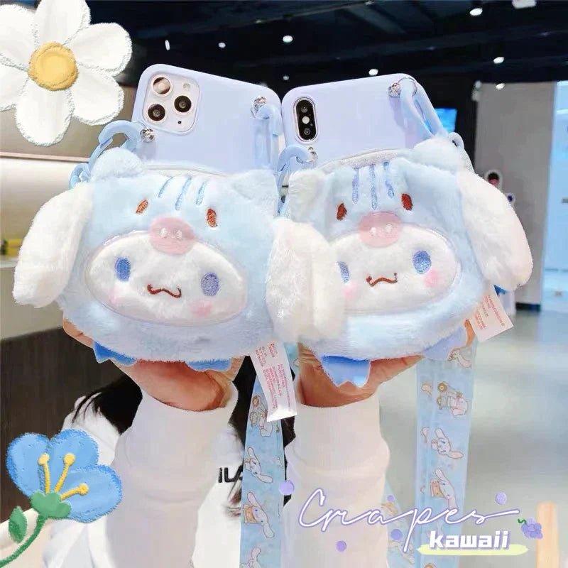 Plushie Pouch and Lanyard iPhone Case featuring My Melody and Cinnamoroll - Blind Box Mall