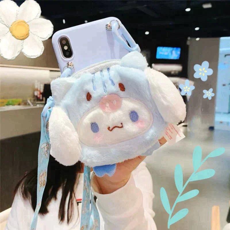 Plushie Pouch and Lanyard iPhone Case featuring My Melody and Cinnamoroll - Blind Box Mall