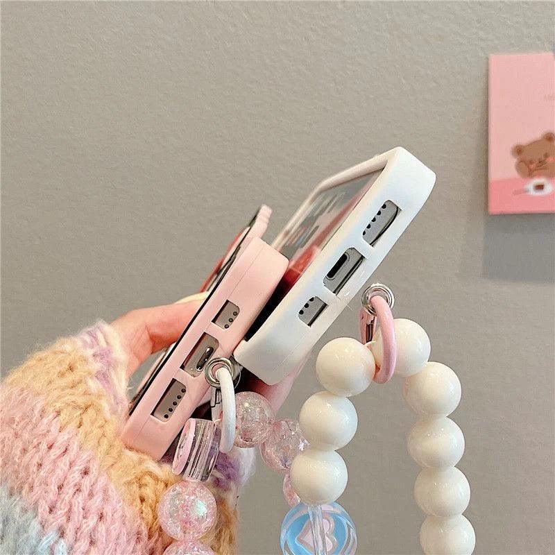 HelloKitty Phone Case with Mirror & Beads Charm