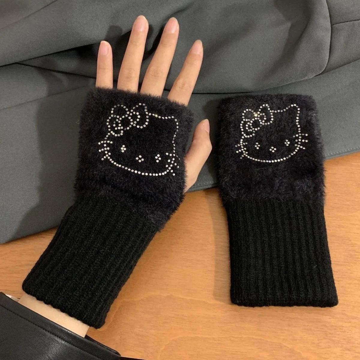 Shine Kitty Fingerless Gloves - Blind Box Mall