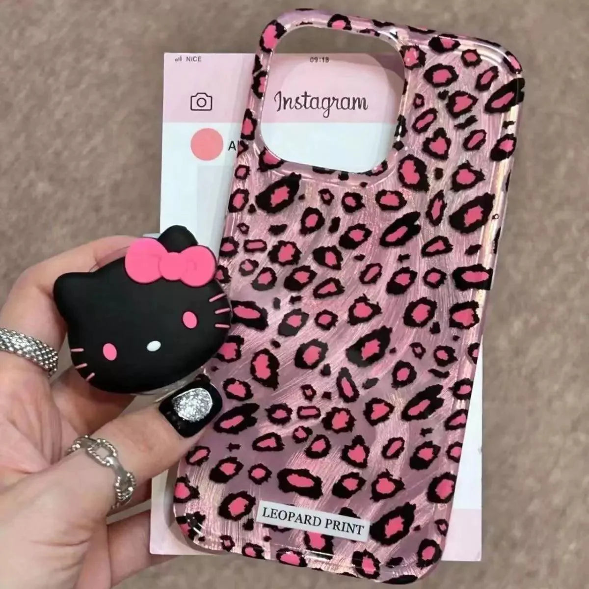 HelloKitty Leopard Phone Case and Pop Socket - Blind Box Mall