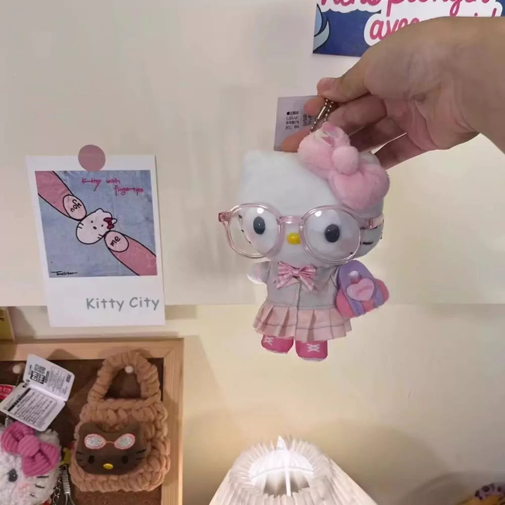 HelloKitty Pink Eyeglasses Plush Keychain - Blind Box Mall