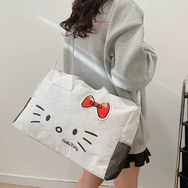 Hello Kitty Signature Face Duffle Bag | Gym Bag | Travel Companion - Blind Box Mall