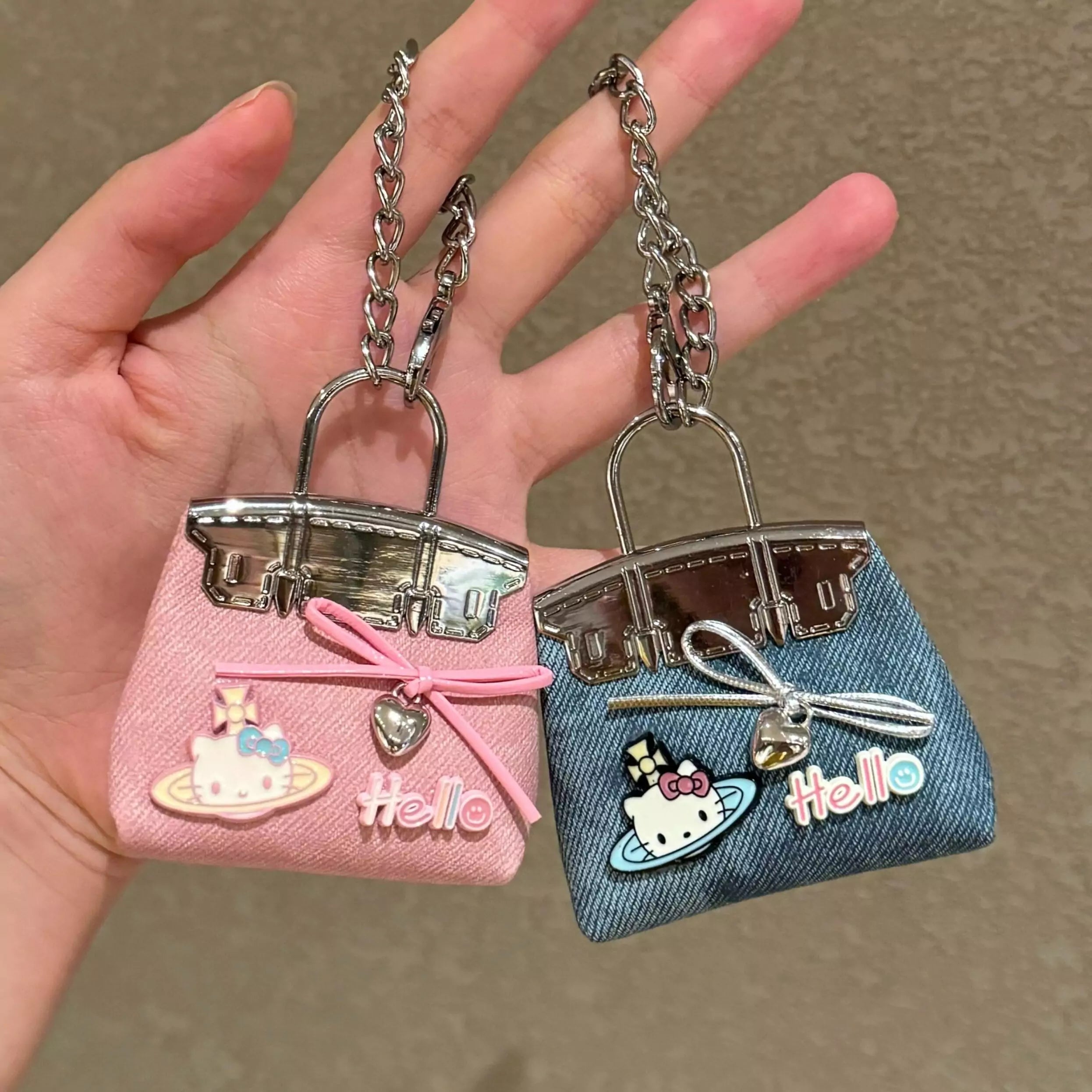 Hello Kitty Handmade Denim Saturn Bag Charms - Blind Box Mall