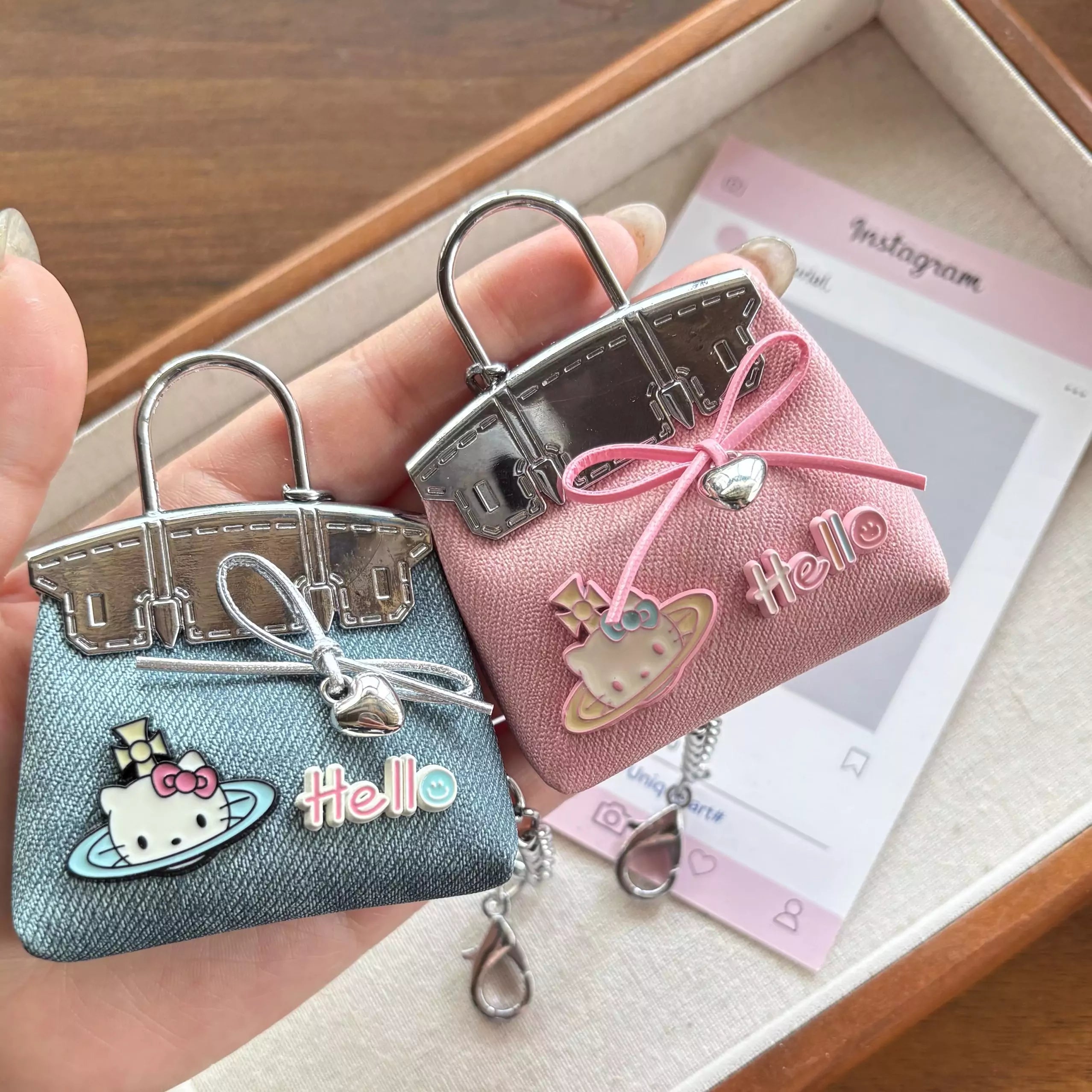 Hello Kitty Handmade Denim Saturn Bag Charms - Blind Box Mall