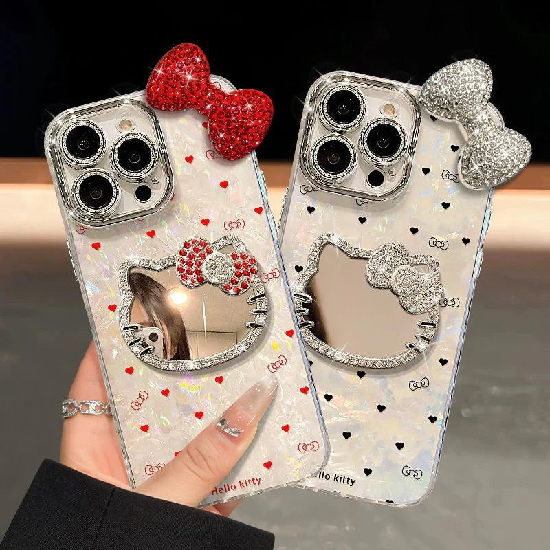 Hello Kitty Majestic Bow Vanity Stand Cover & Bracelet Phone Case - Blind Box Mall