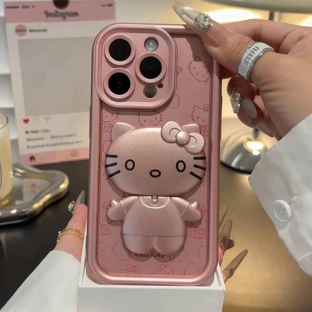Hello Kitty Chic Pink Mirror Stand Case - Blind Box Mall