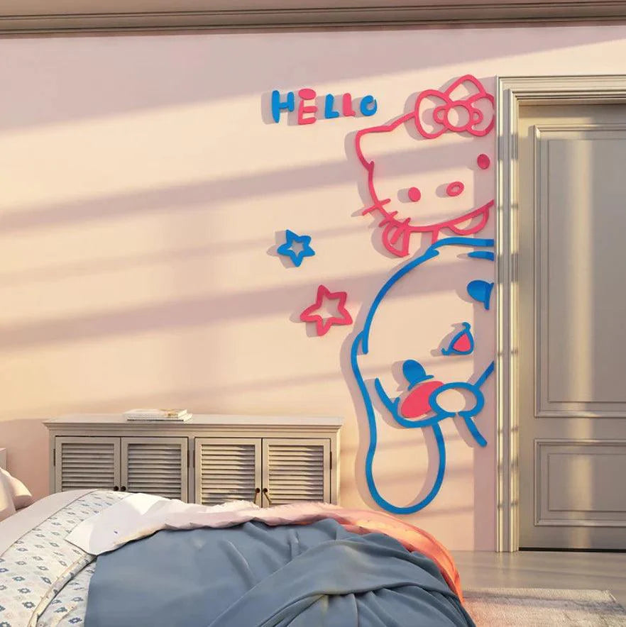 Cinnamoroll & Hello Kitty Wall 3D Acrylic Stickers - Blind Box Mall