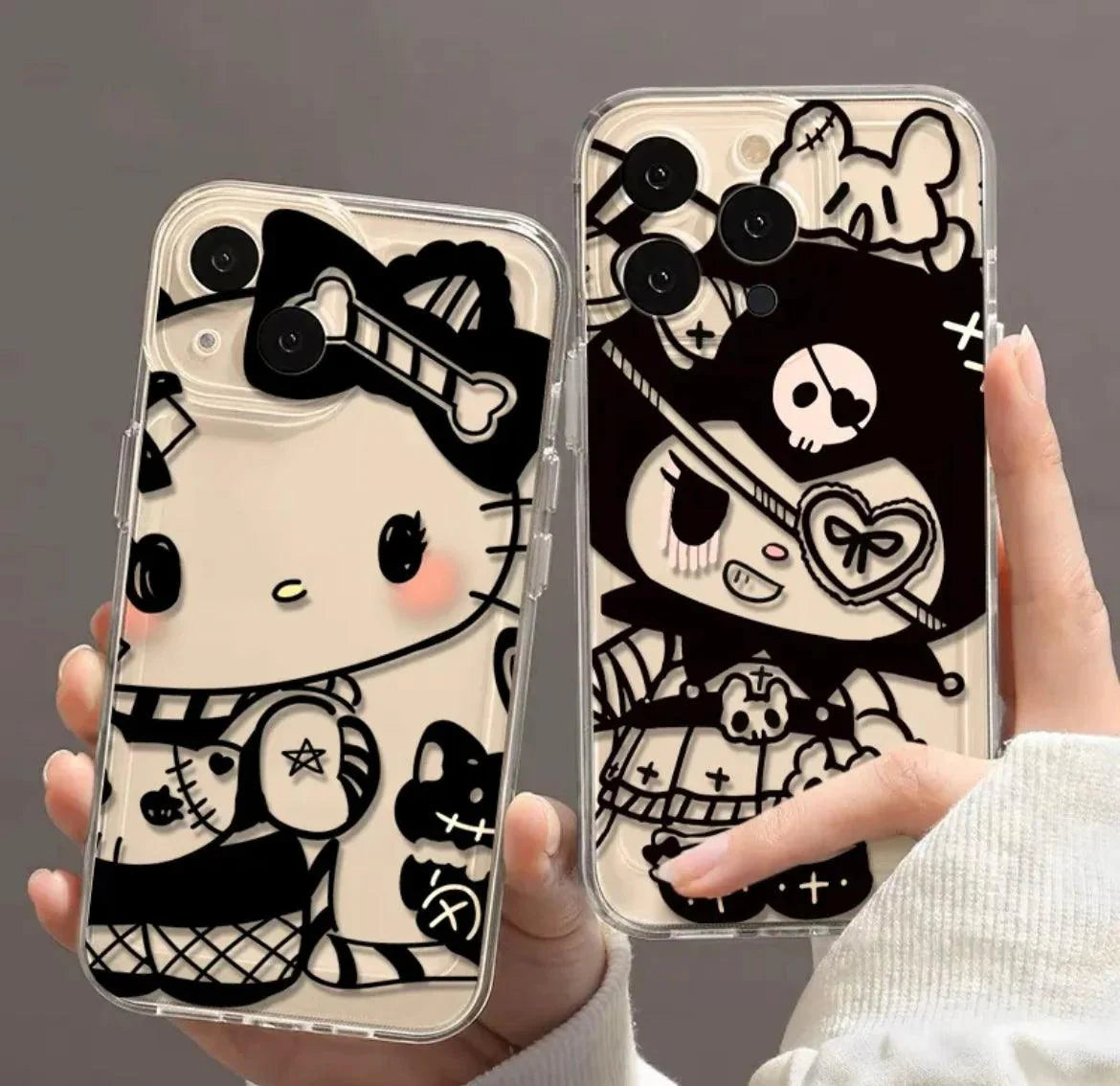 Hello Kitty / Kuromi Dark Angel Transparent Phone Case - Blind Box Mall
