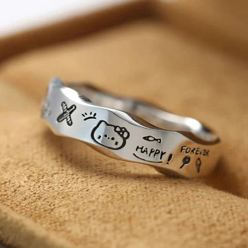 Sanrio Sterling Silver Graffiti Ring - Blind Box Mall