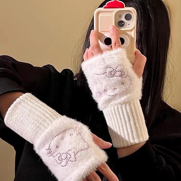 Shine Kitty Fingerless Gloves - Blind Box Mall