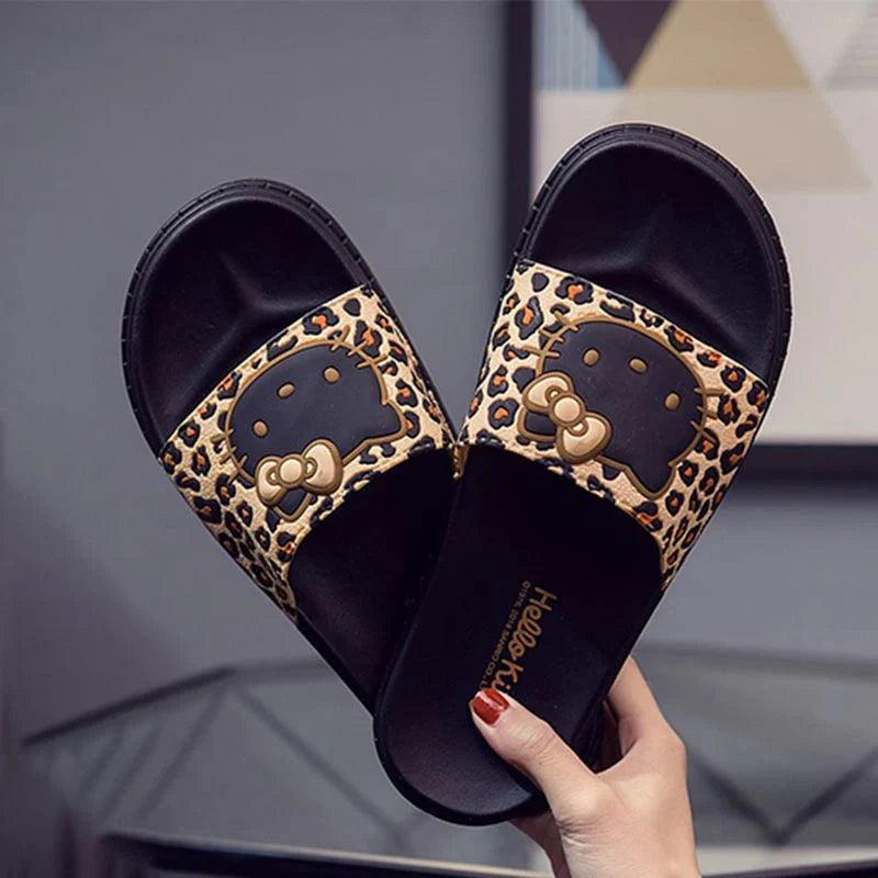Hello Kitty Leopard Print Slippers - Blind Box Mall