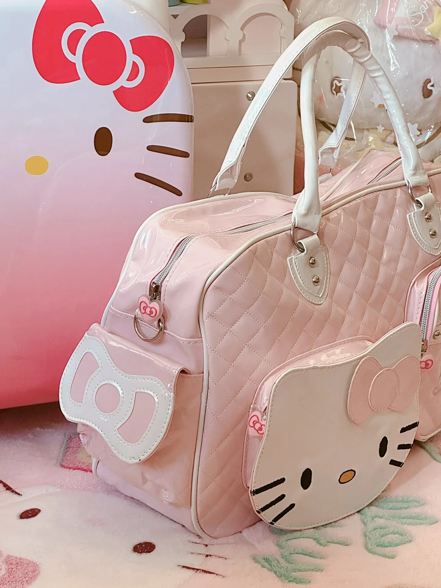 HelloKitty Cute PU Weekender Duffel Bag - Blind Box Mall