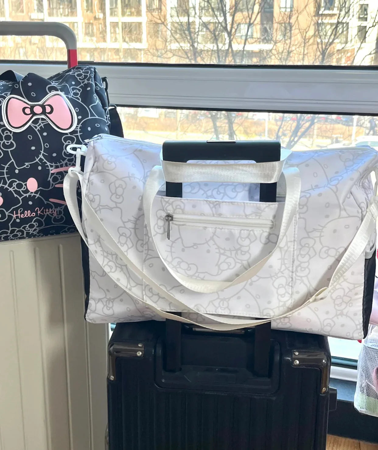Hello Kitty Signature Face Duffle Bag | Gym Bag | Travel Companion - Blind Box Mall