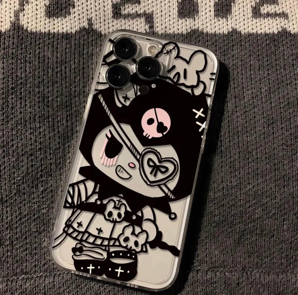 Hello Kitty / Kuromi Dark Angel Transparent Phone Case - Blind Box Mall