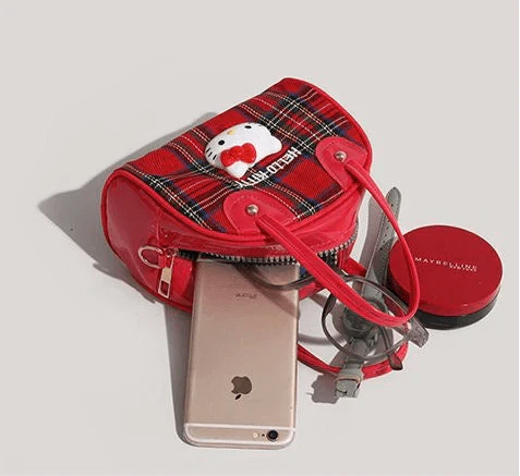 HelloKitty Classic Plaid Retro Shell Bag - Blind Box Mall