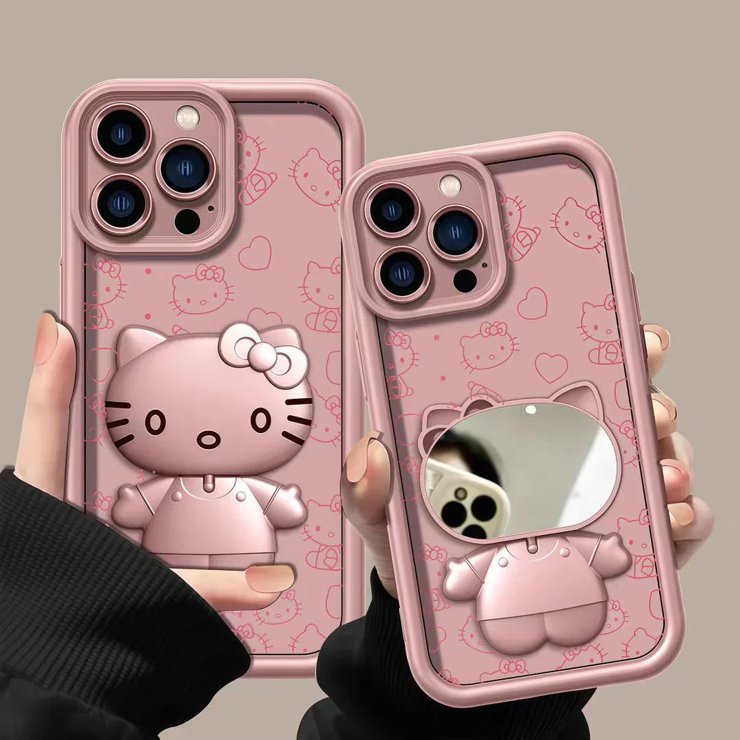 Hello Kitty Chic Pink Mirror Stand Case - Blind Box Mall
