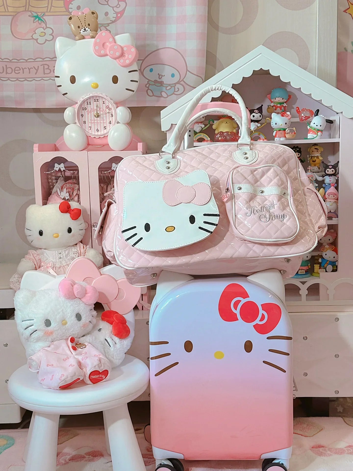 HelloKitty Cute PU Weekender Duffel Bag - Blind Box Mall