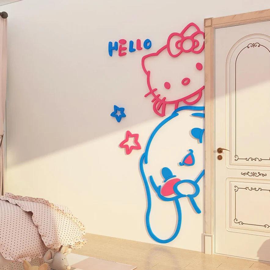 Cinnamoroll & Hello Kitty Wall 3D Acrylic Stickers - Blind Box Mall