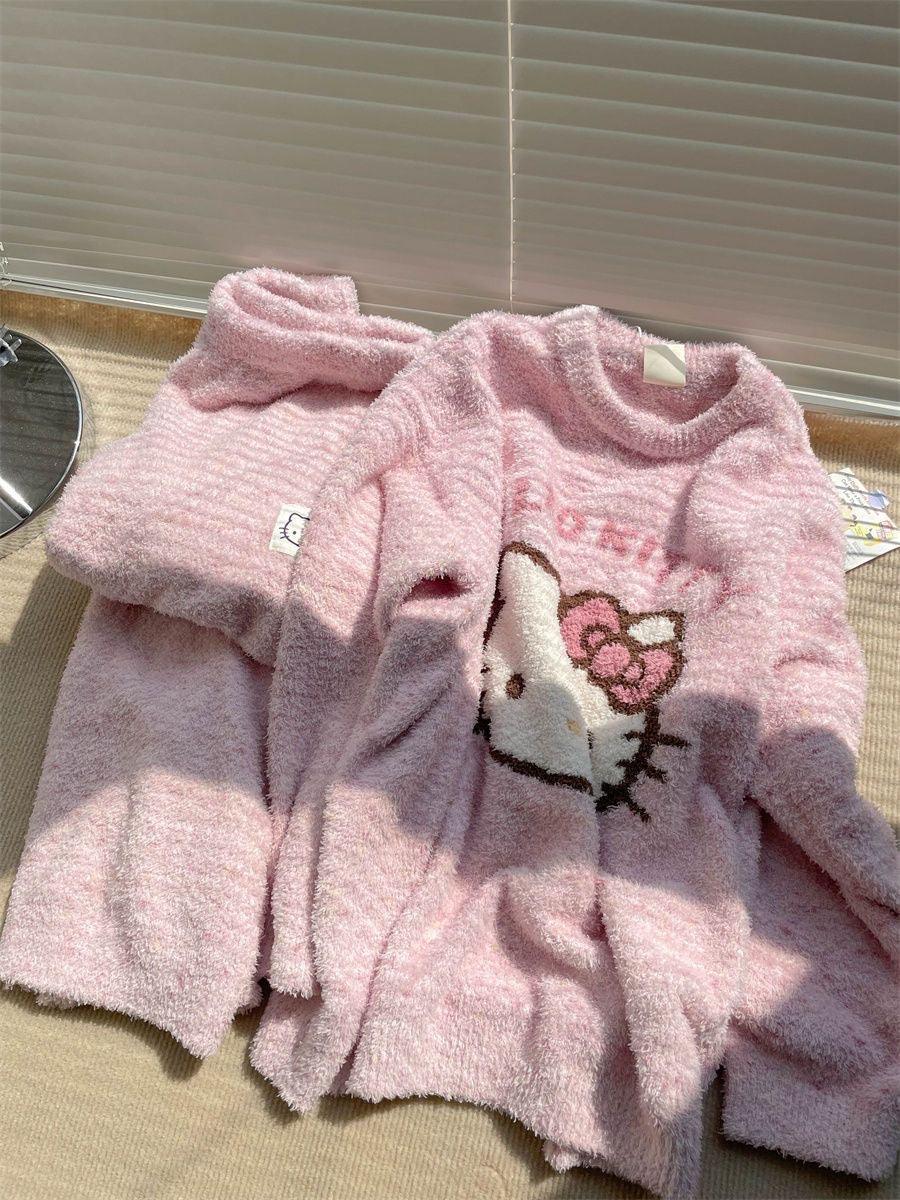 HelloKitty Pink Fleece Pajamas Set - Blind Box Mall