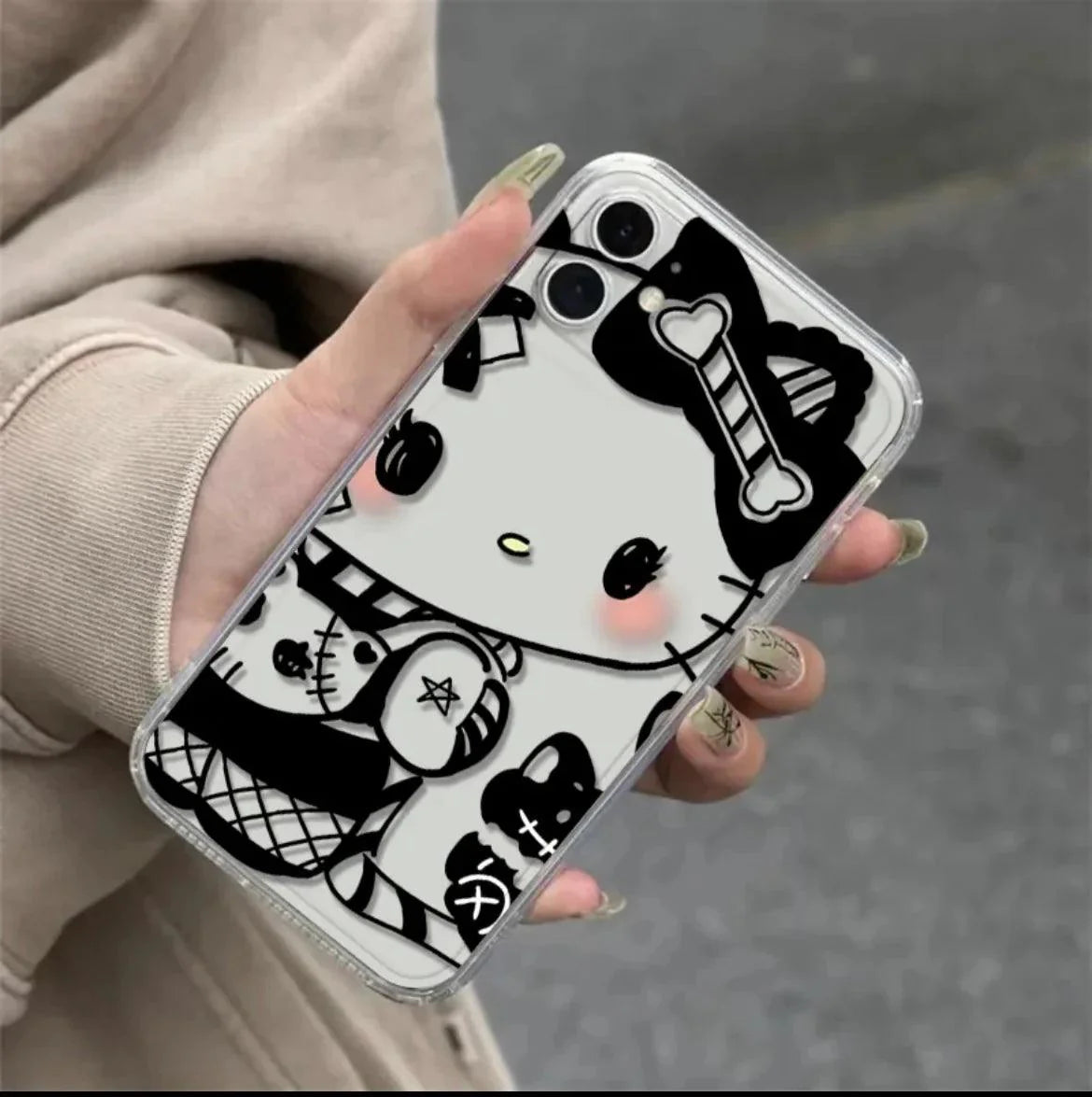 Hello Kitty / Kuromi Dark Angel Transparent Phone Case - Blind Box Mall