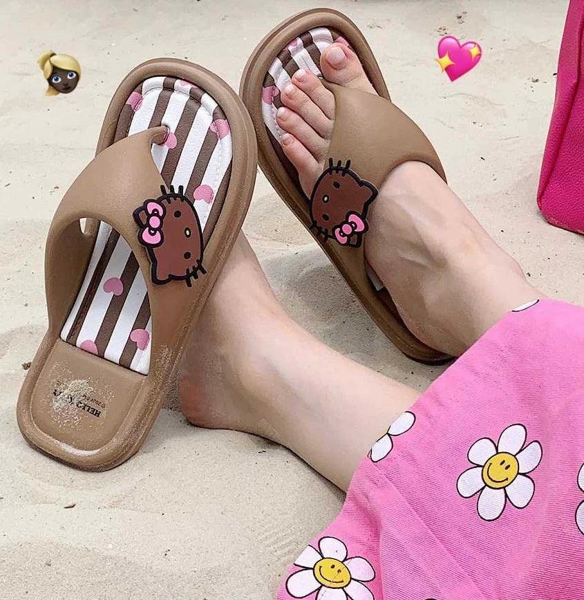 Tanned Hello Kitty Flip-flop Slippers - Blind Box Mall